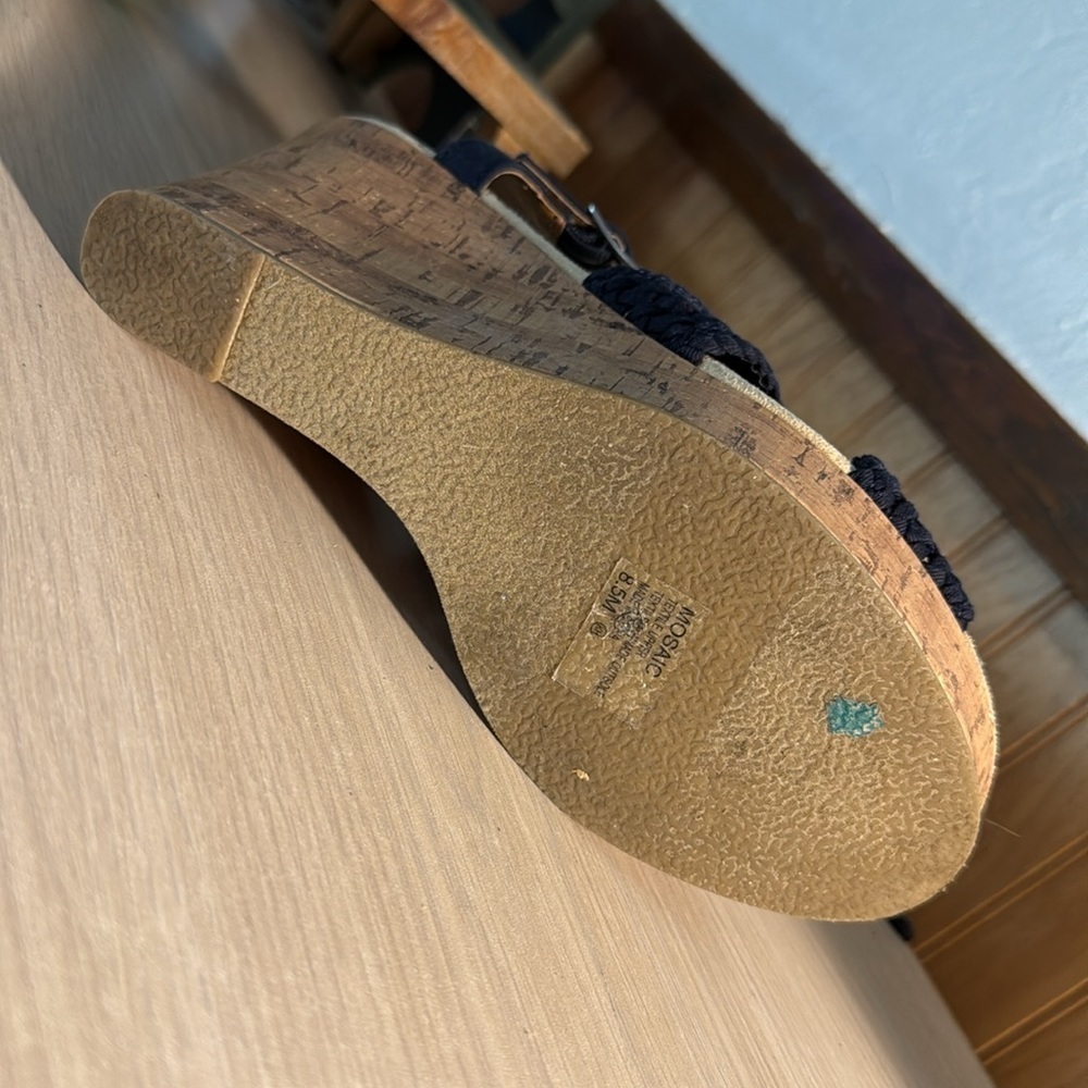 JellyPop Navy Macrame Cork Platform Wedges - Picture 5 of 9
